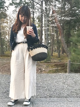 「花見」｜「アイテム（デニムジャケット）」を使った、kannaさん（レディース・154cm）の春コーディネート
