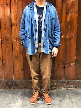「initial（イニシャル）のアイテム（ジャケット/アウター）」を使った、Imperfectさん（メンズ・183cm）の春コーディネート