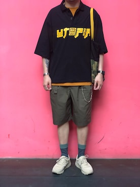 「initial（イニシャル）のアイテム（スニーカー）」を使った、Imperfectさん（メンズ・183cm）の夏コーディネート