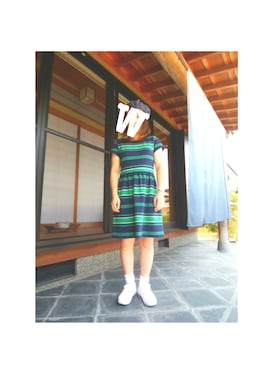 「友達」｜「アイテム（ハンチング/ベレー帽）」を使った、waaさん（レディース・152cm）の夏コーディネート
