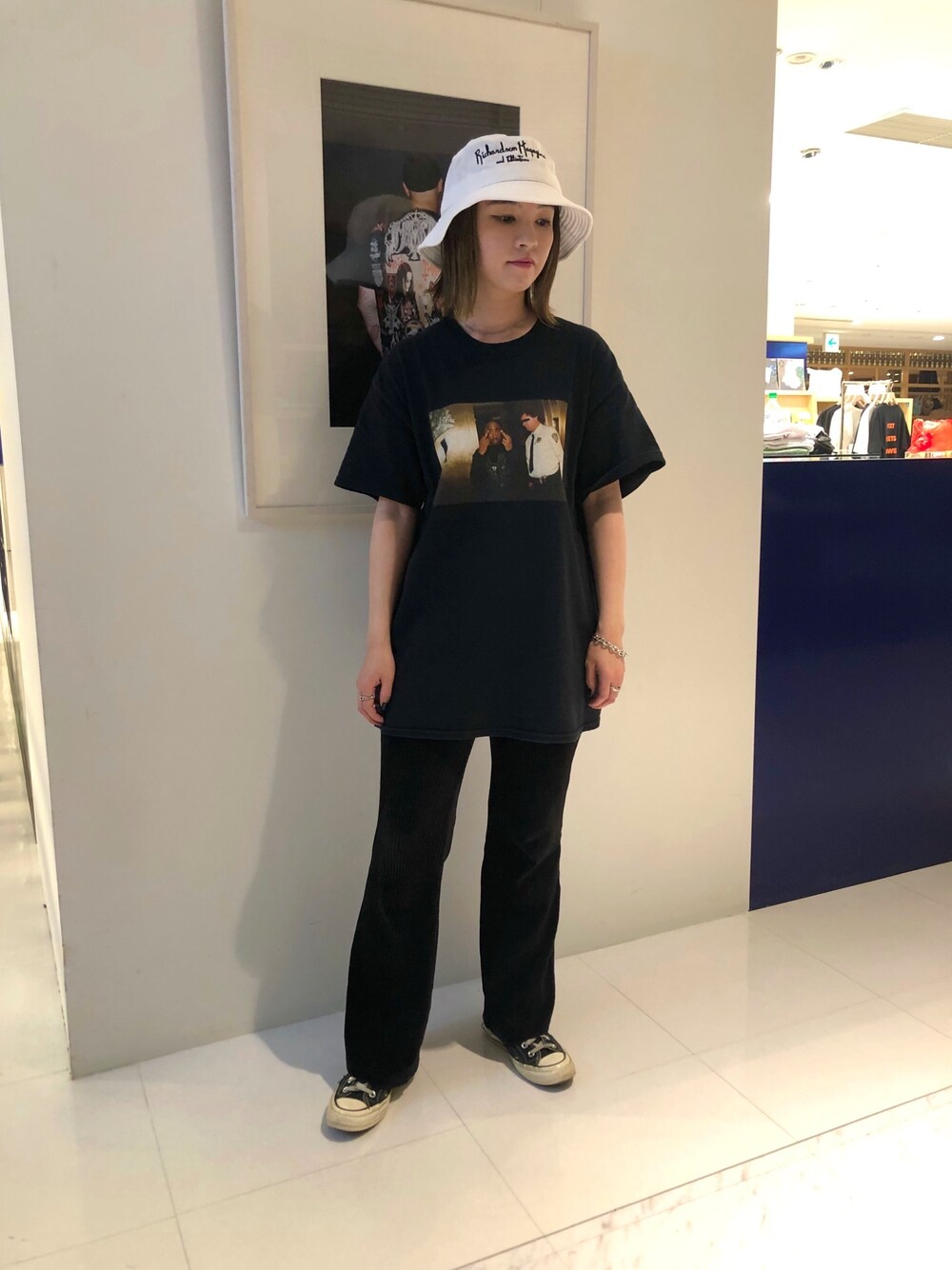 「bonjour records、Richardson」｜「RICHARDSONのアイテム（ハット、ホワイト系）」を使った、JINさん（レディース・156cm）の夏コーディネートの1枚目の写真