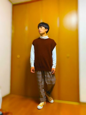 「ラブアンドピース2020」｜「アイテム（スウェット）」を使った、シゲさん（メンズ・161cm）の秋コーディネート