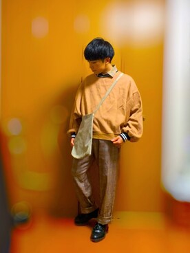 「CASPER JOHN（キャスパージョン）のCASPER JOHN グレンチェックイージーパンツ（その他パンツ）」を使った、シゲさん（メンズ・161cm）の秋コーディネート