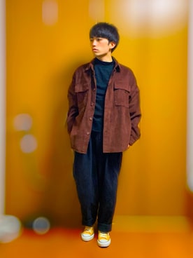 「ADPOSION（アドポーション）のアイテム（トップス）」を使った、シゲさん（メンズ・161cm）の秋コーディネート