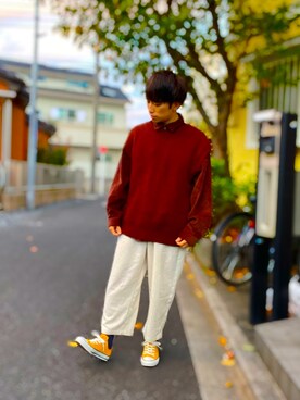 「ADPOSION（アドポーション）のアイテム（トップス）」を使った、シゲさん（メンズ・161cm）の秋コーディネート