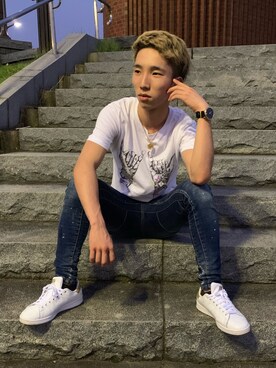 「VERSACE（ヴェルサーチ）のアイテム（腕時計）」を使った、shogo＆ryoさん（メンズ・171cm）の夏コーディネート