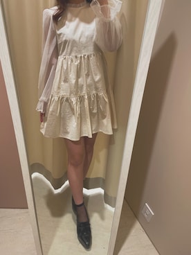 「オフホワイト」｜「アイテム（チュニック）」を使った、renaさん（レディース・158cm）の春コーディネート