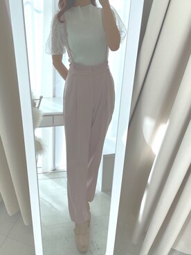 「オフホワイト」｜「アイテム（ローファー）」を使った、renaさん（レディース・158cm）の春コーディネート