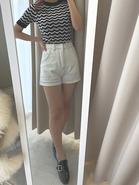「オフホワイト」｜「アイテム（ローファー）」を使った、renaさん（レディース・158cm）の春コーディネート