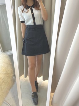 「オフホワイト」｜「アイテム（ローファー）」を使った、renaさん（レディース・158cm）の夏コーディネート
