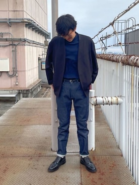 「tk.TAKEO KIKUCHI（ティーケータケオキクチ）のアイテム（ノーカラージャケット）」を使った、tk.TAKEO KIKUCHI 立川ルミネさん（メンズ・182cm）の冬コーディネート