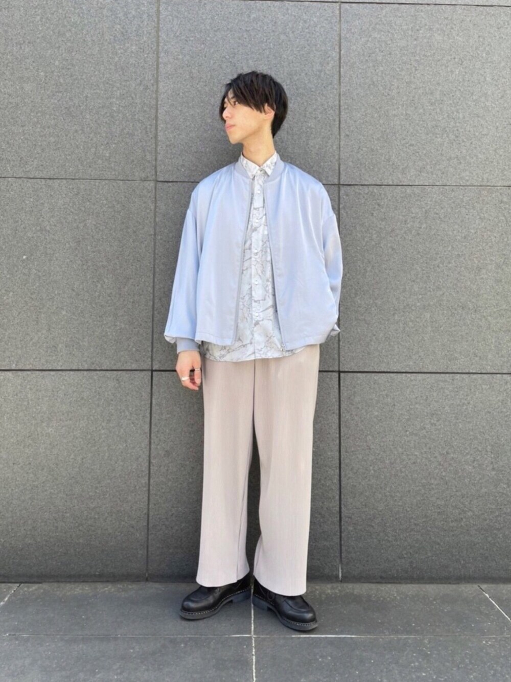 ◇ビンテージサテンリブブルゾン（ユニセックスアイテム）を使った人気 