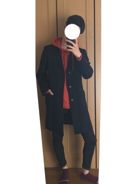 「リドム」｜「アイテム（チェスターコート）」を使った、yoshioさん（メンズ・174cm）の秋コーディネート