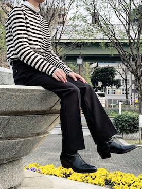 「off white」｜「アイテム（ブーツ）」を使った、HiRoKiさん（メンズ・165cm）の春コーディネート