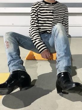 「off white」｜「アイテム（ブーツ）」を使った、HiRoKiさん（メンズ・165cm）の春コーディネート