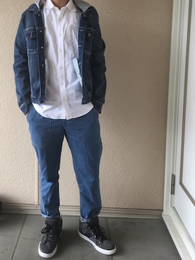 「しまむら（シマムラ）のアイテム（デニムジャケット）」を使った、しゅーさん（メンズ・170cm）の春コーディネート