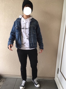 「しまむら（シマムラ）のアイテム（デニムジャケット）」を使った、しゅーさん（メンズ・170cm）の春コーディネート