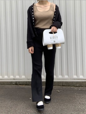 「リブニットパンツ」｜あにゃさんさん（レディース・157cm）の秋コーディネート