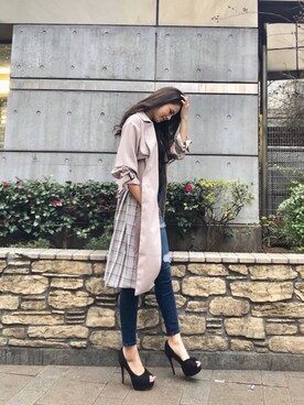 「LIPSERVICE（リップサービス）のアイテム（トレンチコート）」を使った、SAKIさん（レディース・167cm）の冬コーディネート