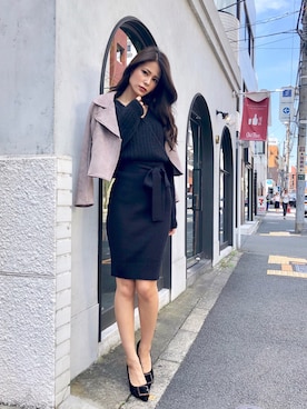 「LIPSERVICE（リップサービス）のアイテム（ライダースジャケット）」を使った、SAKIさん（レディース・167cm）の秋コーディネート