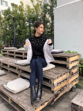 「LIPSERVICE（リップサービス）のアイテム（ダウンジャケット/コート）」を使った、SAKIさん（レディース・167cm）の秋コーディネート