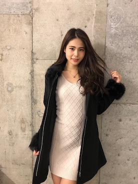 「LIPSERVICE（リップサービス）のアイテム（ノーカラーコート）」を使った、SAKIさん（レディース・167cm）の秋コーディネート