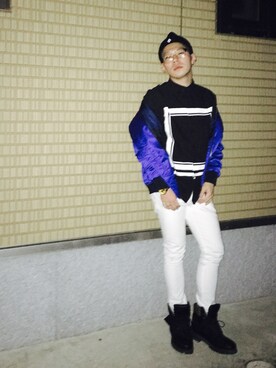 「MARCELO BURLON（マルセロ・バーロン）のアイテム（ニットキャップ/ビーニー）」を使った、SHOOHSさん（メンズ・166cm）の冬コーディネート