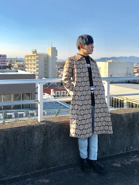 「HERMES」｜「アイテム（チェスターコート）」を使った、SHOOHSさん（メンズ・166cm）の冬コーディネート