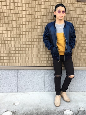 「COMMON PROJECTS（コモンプロジェクト）のアイテム（ブーツ）」を使った、SHOOHSさん（メンズ・166cm）の春コーディネート