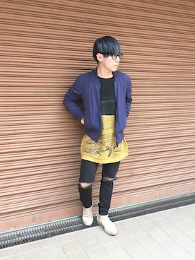 「COMMON PROJECTS（コモンプロジェクト）のアイテム（ブーツ）」を使った、SHOOHSさん（メンズ・166cm）の春コーディネート