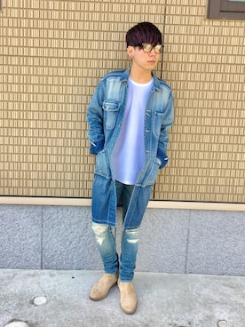 「COMMON PROJECTS（コモンプロジェクト）のアイテム（ブーツ）」を使った、SHOOHSさん（メンズ・166cm）の春コーディネート