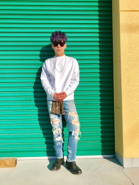 「JOHN LAWRENCE SULLIVAN」｜「アイテム（スウェット）」を使った、SHOOHSさん（メンズ・166cm）の春コーディネート