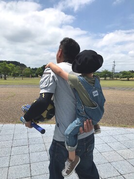 「＃デニム」｜「アイテム（オールインワン・サロペット）」を使った、RIOさん（キッズ・90cm）の秋コーディネート