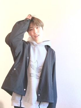 「韓国スタイル」｜「アイテム（ブルゾン）」を使った、Yさん（レディース・161cm）の冬コーディネート