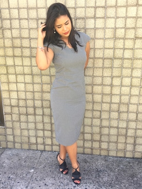 「アイテム（ドレス、グレー系）」を使った、Jennahさん（レディース・158cm）の春コーディネート