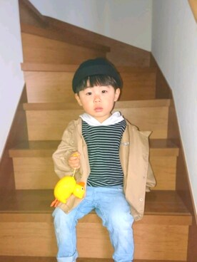 「アイテム（スウェット）」を使った、momoさん（キッズ・90cm）の春コーディネート