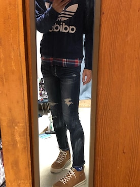 「Rodeo Crowns（ロデオクラウンズ）のアイテム（パンツ）」を使った、たかみつさん（メンズ・170cm）の秋コーディネート