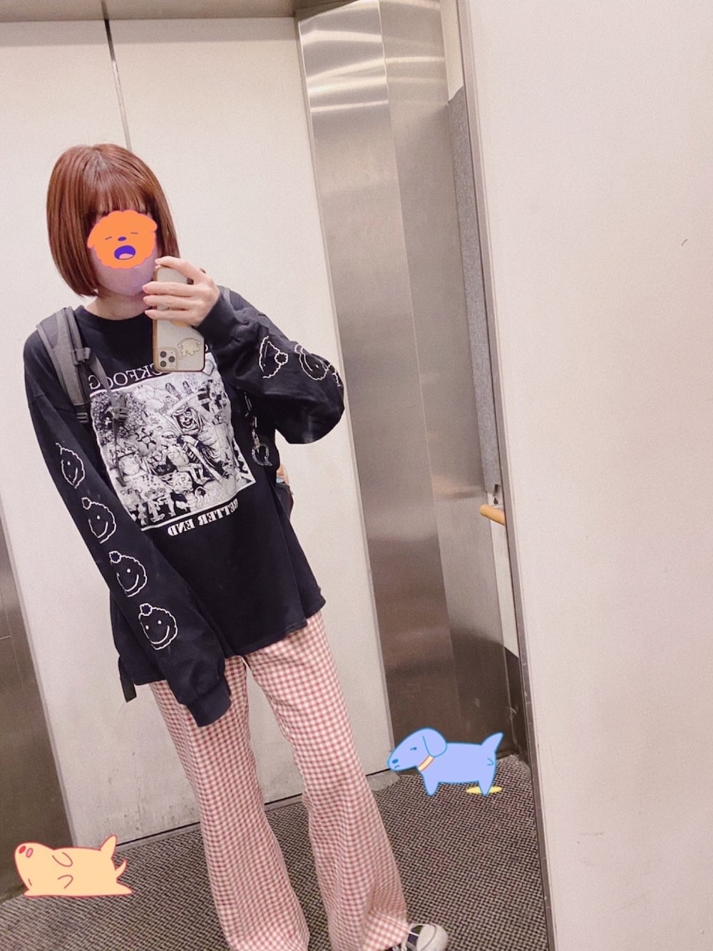 「パンツスタイル、ゆるコーデ、適当、nice claup、コンバース」｜「one after another NICE CLAUPのアソートスラックスパンツ（スラックス、レッド系）」を使った、もふさんさん（レディース・164cm）の春コーディネートの1枚目の写真
