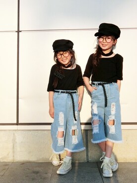「カットオフ」｜「アイテム（キャップ）」を使った、sayuさん（レディース・155cm）の春コーディネート