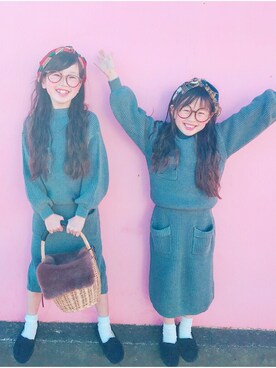 「アイテム（モカシン/デッキシューズ）」を使った、sayuさん（キッズ・124cm）の冬コーディネート