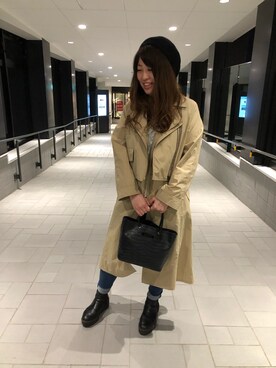 「AVIREX（アヴィレックス）のアイテム（トレンチコート）」を使った、YUMIEさん（レディース・160cm）の春コーディネート