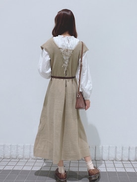 「ラテコーデ」｜「アイテム（ワンピース/ドレス）」を使った、玲奈さん（レディース・159cm）の秋コーディネート