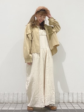 「Crisp（クリスプ）のアイテム（ミリタリージャケット）」を使った、玲奈さん（レディース・157cm）の春コーディネート