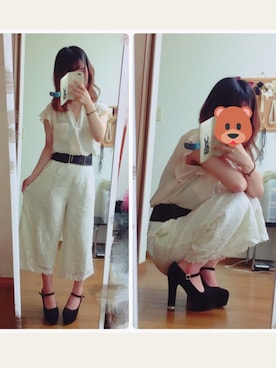 「one way（ワンウェイ）のアイテム（シューズ）」を使った、もえくま。さん（レディース・148cm）の夏コーディネート