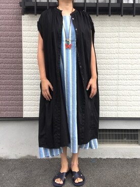 「アイテム（シャツワンピース）」を使った、なかなかさん（レディース・163cm・30代）の夏コーディネート