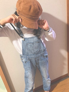 「OLD NAVY（オールドネイビー）のアイテム（オールインワン・サロペット）」を使った、h1na♡さん（キッズ・125cm）の夏コーディネート