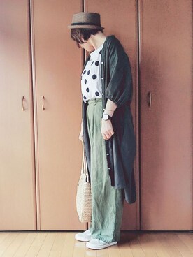 「BRONX（ブロンクス）のアイテム（帽子）」を使った、ベル‪︎‬‪︎☺︎さん（レディース・162cm）の夏コーディネート