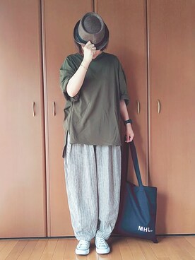 「BRONX（ブロンクス）のアイテム（帽子）」を使った、ベル‪︎‬‪︎☺︎さん（レディース・162cm）の夏コーディネート