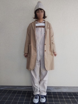 「MHL.（エムエイチエル）のアイテム（オールインワン・サロペット）」を使った、ベル‪︎‬‪︎☺︎さん（レディース・162cm）の冬コーディネート