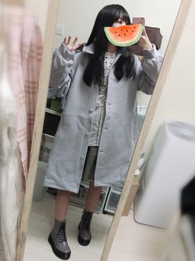 「アイテム（ブーツ、パープル系）」を使った、宇佐美 度さん（レディース・157cm）の秋コーディネート